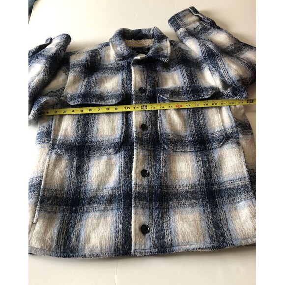 Abercrombie & Fitch Sherpa Lined Boxy Relaxed Fit Shaggy Plaid Flannel Jacket L - Picture 4 of 16